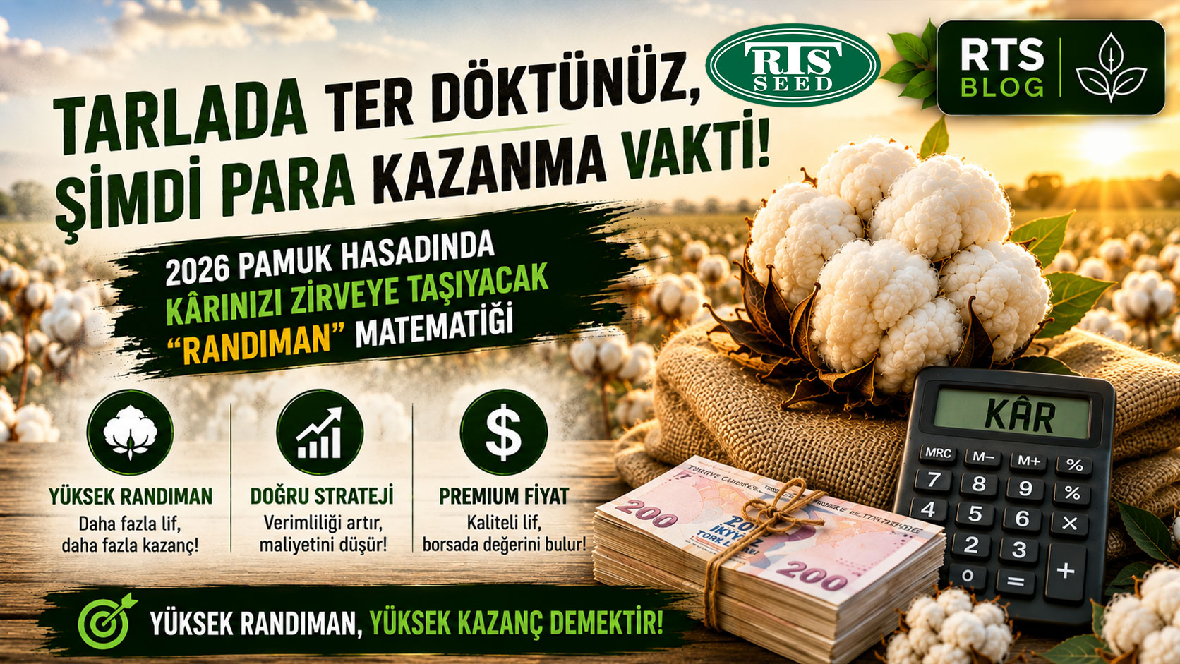 Tarlada Ter Döktünüz, Şimdi Para Kazanma Vakti: 2026 Pamuk Hasadında Kârınızı Zirveye Taşıyacak "Randıman" Matematiği