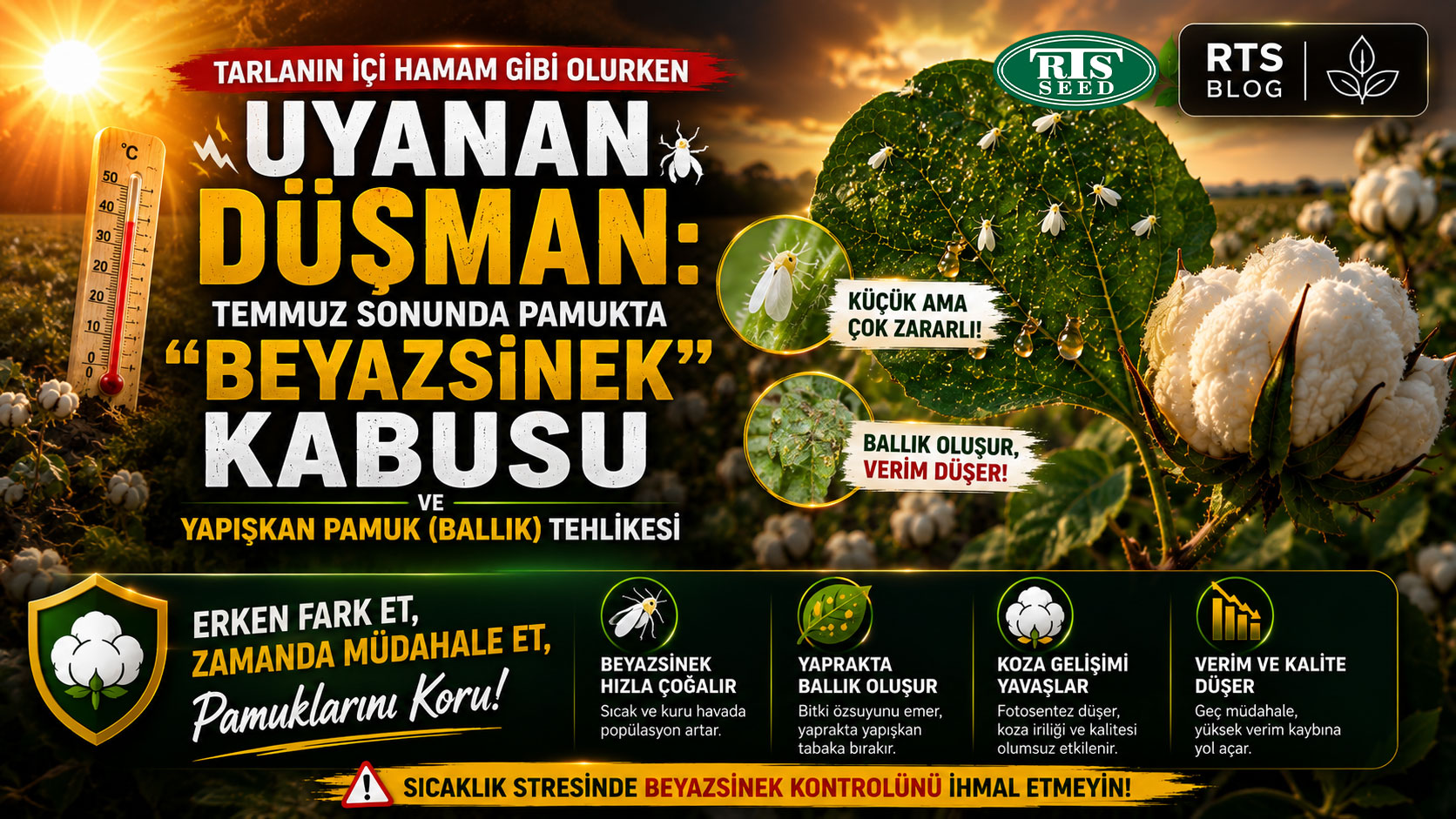 Tarlanın İçi Hamam Gibi Olurken Uyanan Düşman: Temmuz Sonunda Pamukta "Beyazsinek" Kabusu ve Yapışkan Pamuk (Ballık) Tehlikesi